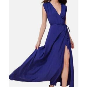 NWOT Yumi Kim Venice Navy Blue Swept Away Short Sleeve Wrap Maxi Dress Womens XS